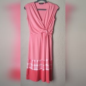 Land's End Pink Tie Dye Midi Dress Shorts Sleeve size XS